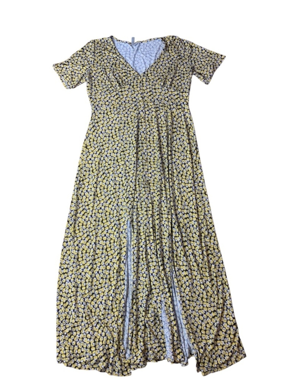 ASOS Design Daisy Print Button-Through Maxi Tea Dress with Slits - Size 10